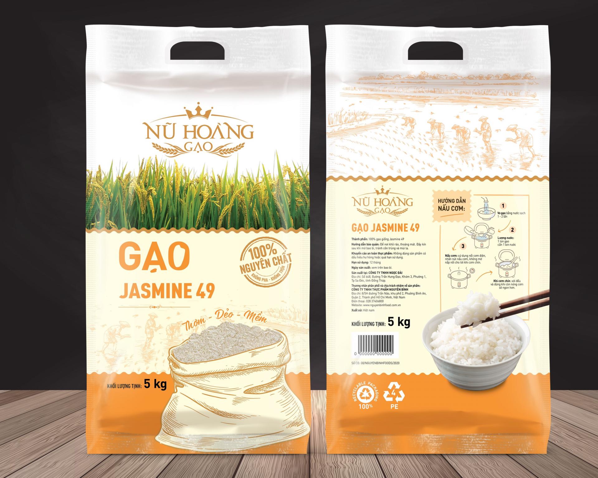 Gạo JASMINE 49 Nữ Hoàng túi 5Kg